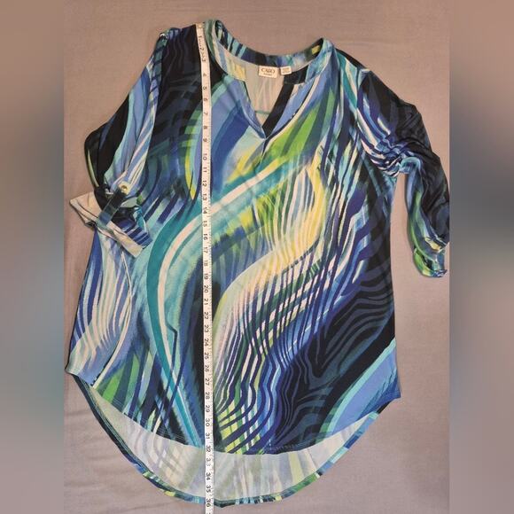 Cato | Blue and Green Swirl Blouse | Size 14-16W - Picture 2 of 8
